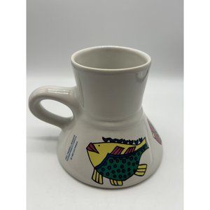 Vintage Feltman Langer Porcelain Colorful Fish No Spill Coffee Mug